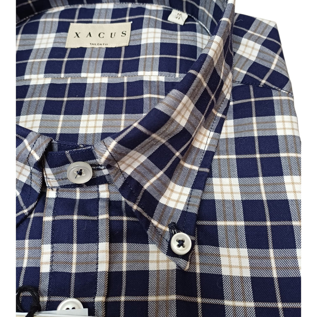 Xacus Camicia Collo button down quadri twill