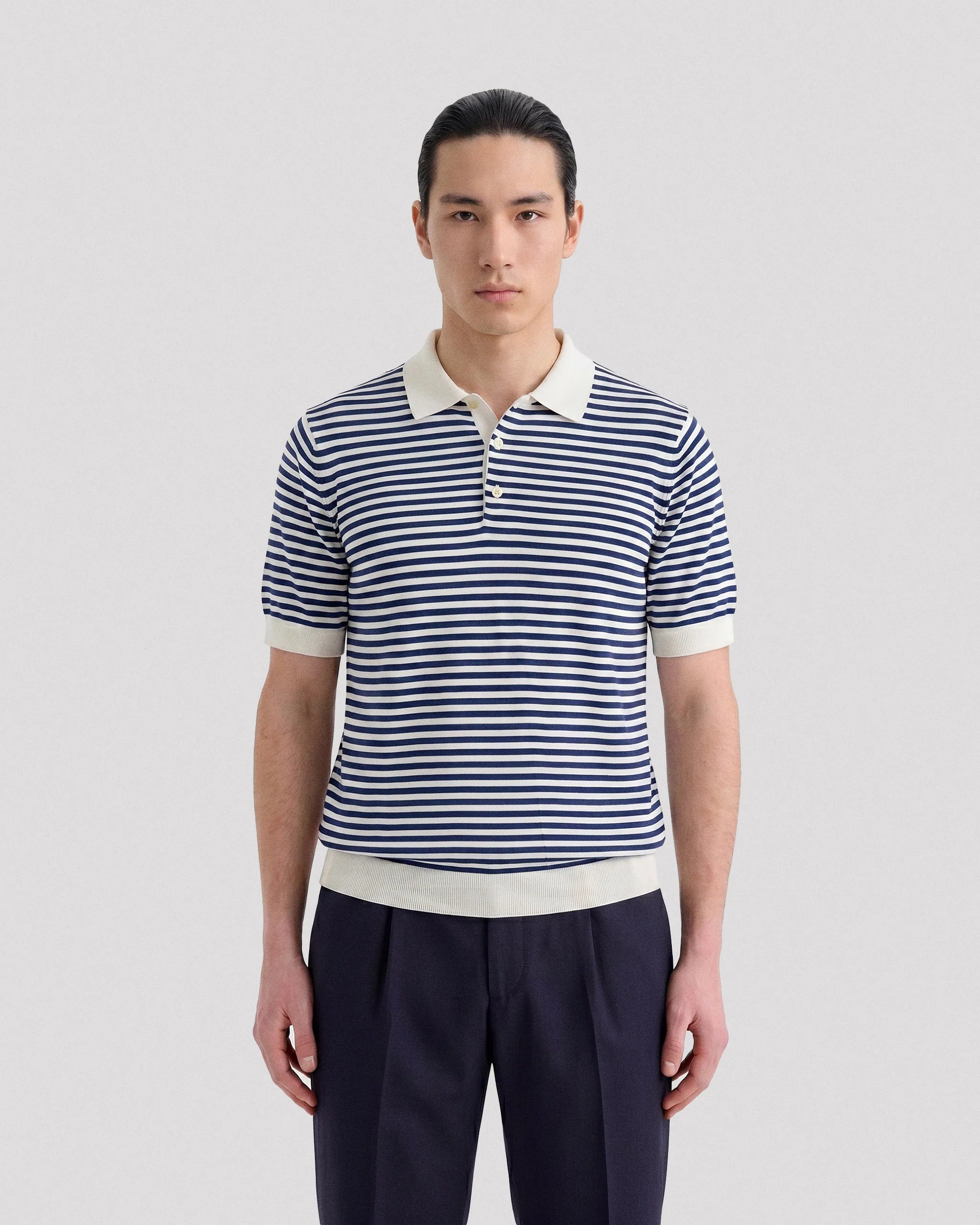 Filippo De Laurentiis Polo a righe in crepe cotton