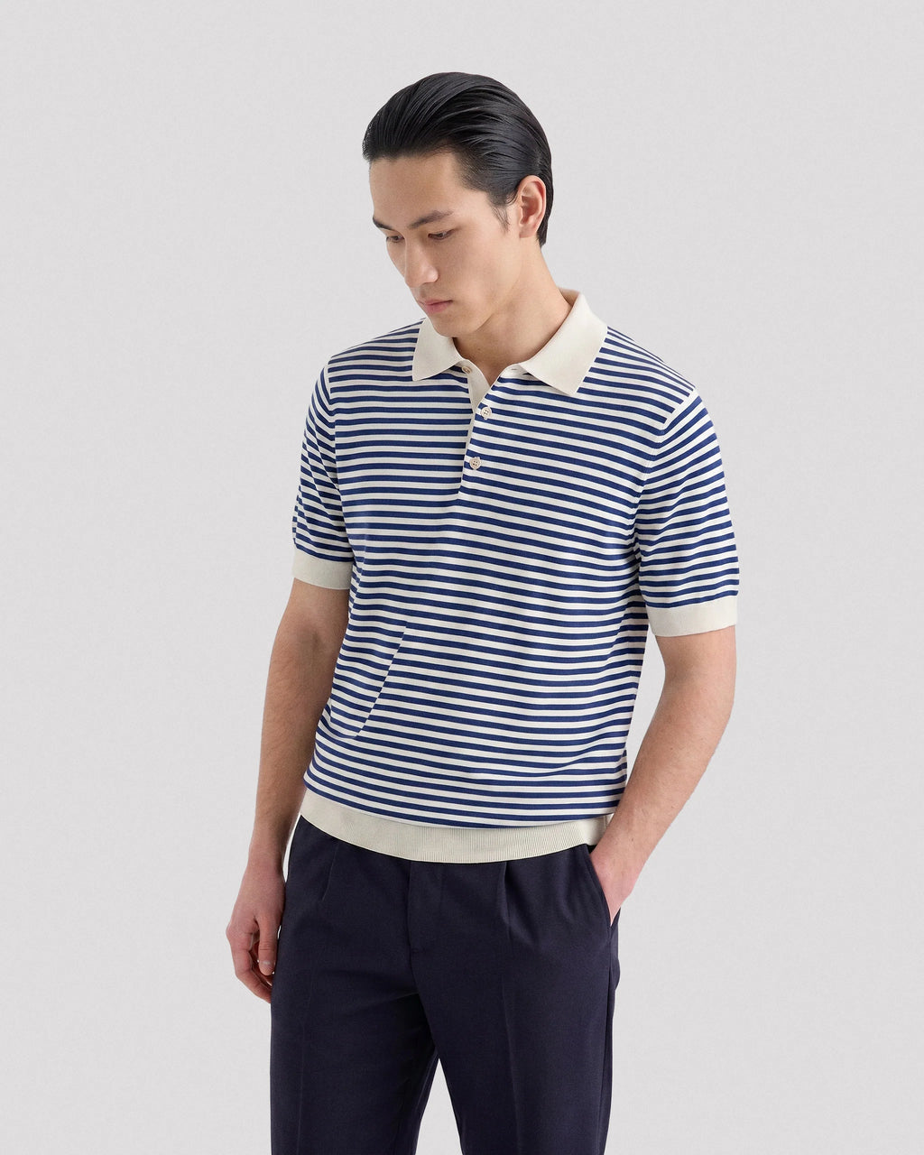 Filippo De Laurentiis Polo a righe in crepe cotton