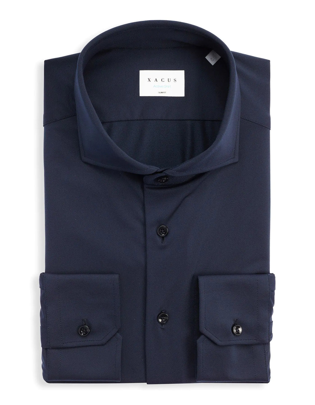 Xacus Camicia Collo francese Tinta Unita Blu navy