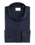 Xacus Camicia Collo francese Tinta Unita Blu navy