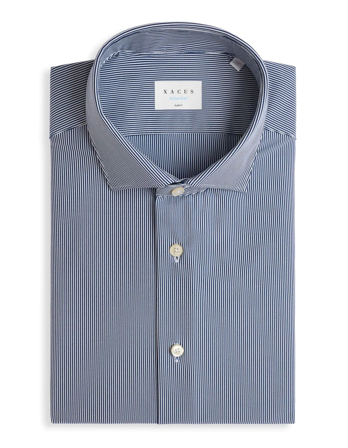 Xacus Camicia Collo francese piccolo Righe Blu scuro