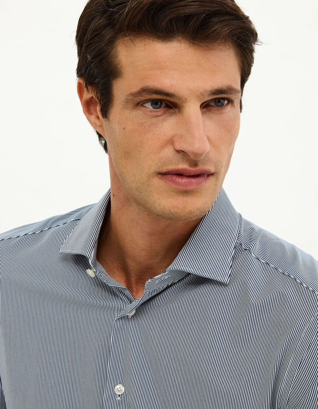 Xacus Camicia Collo francese piccolo Righe Blu scuro