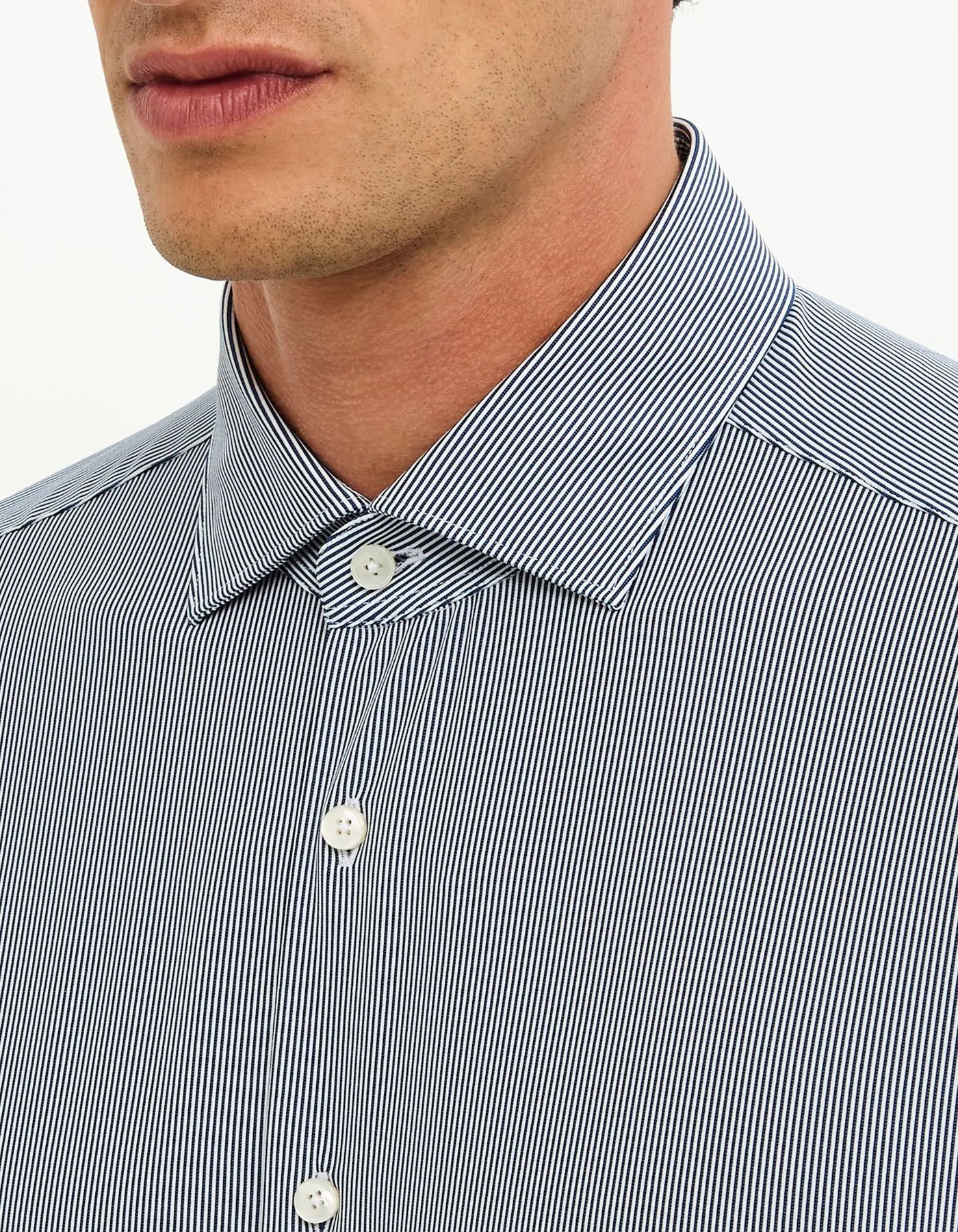 Xacus Camicia Collo francese piccolo Righe Blu scuro
