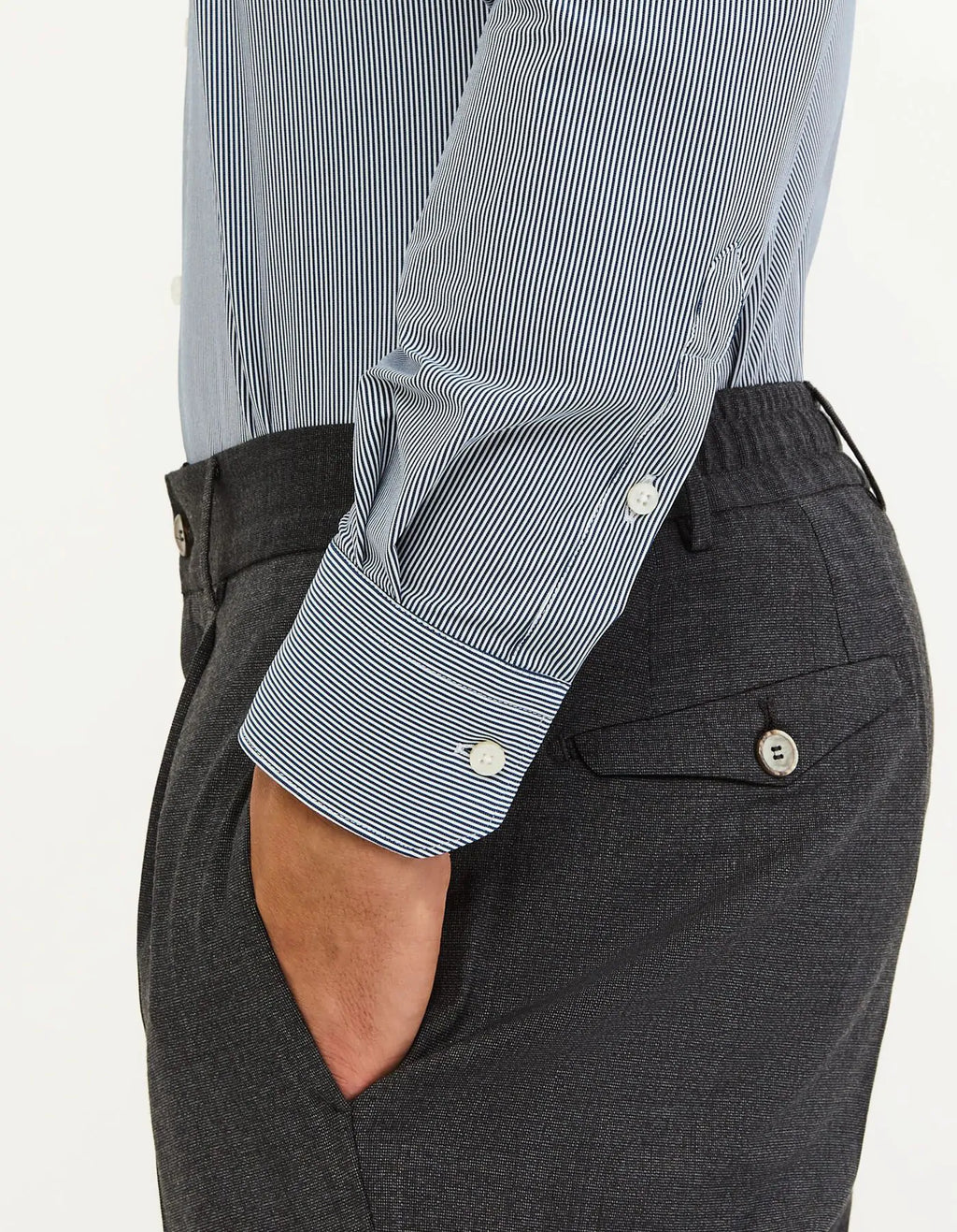 Xacus Camicia Collo francese piccolo Righe Blu scuro