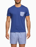 Gallo T-Shirt girocollo uomo cotone tinta unita con taschino seersucker