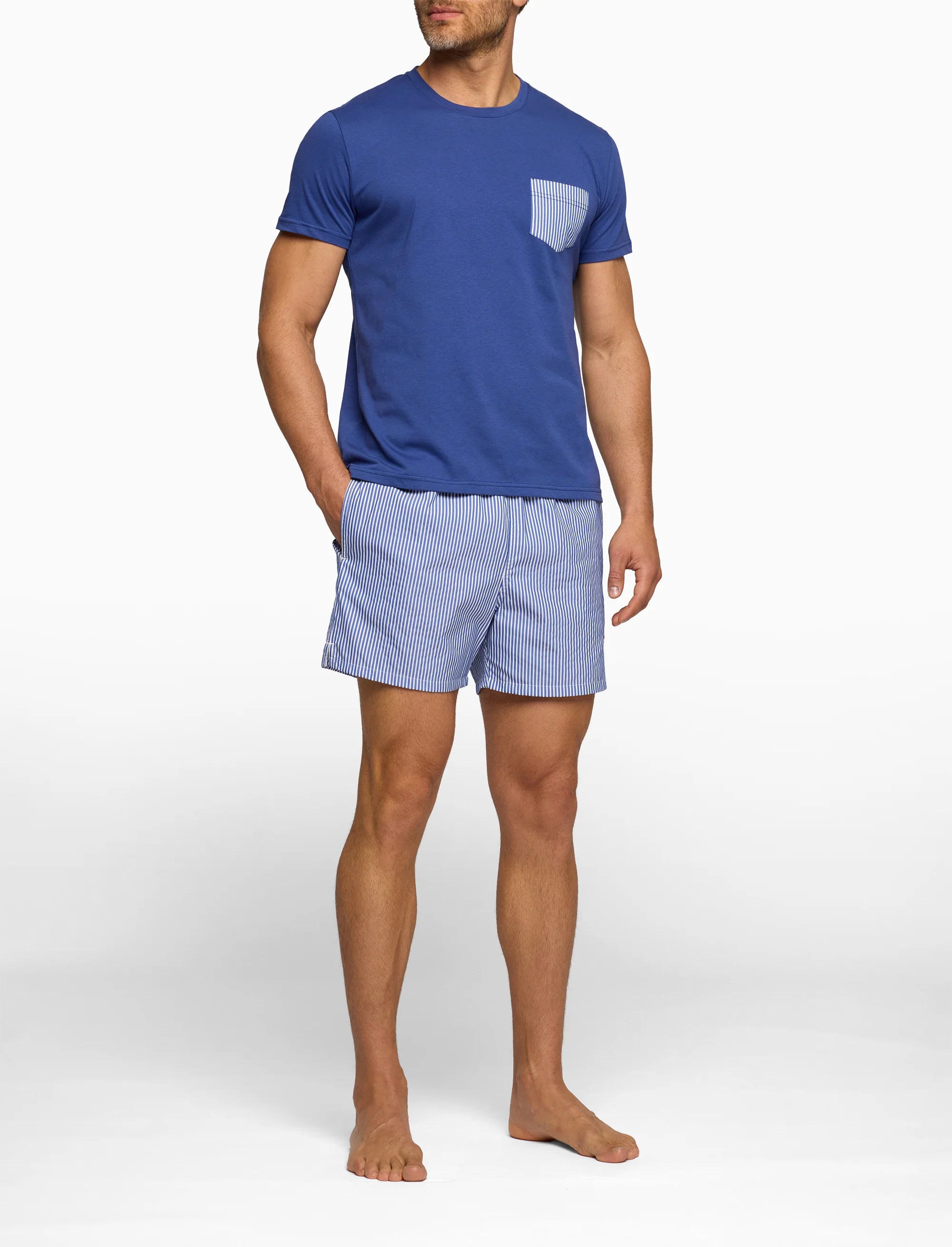 Gallo T-Shirt girocollo uomo cotone tinta unita con taschino seersucker