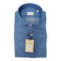 Xacus Camicia collo francese tinta unita indaco blue jeans