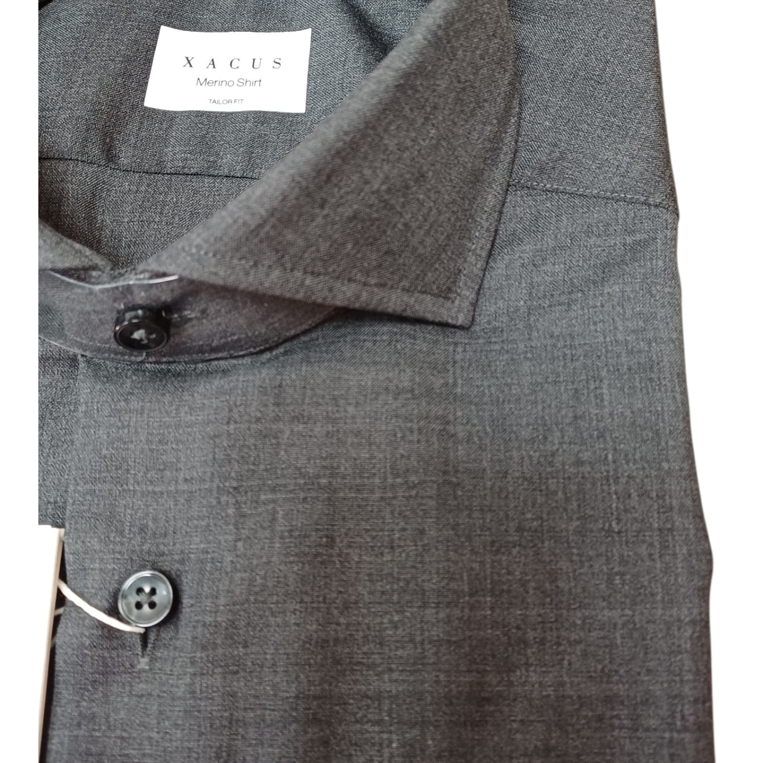 Xacus Camicia in lana merino grigio scuro