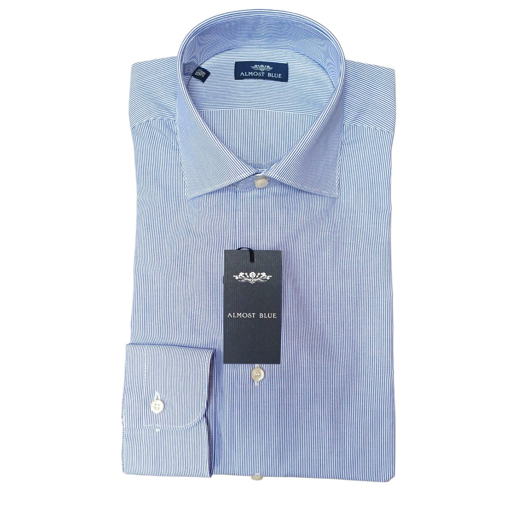 Camicia Almost Blue riga stretta collo francese