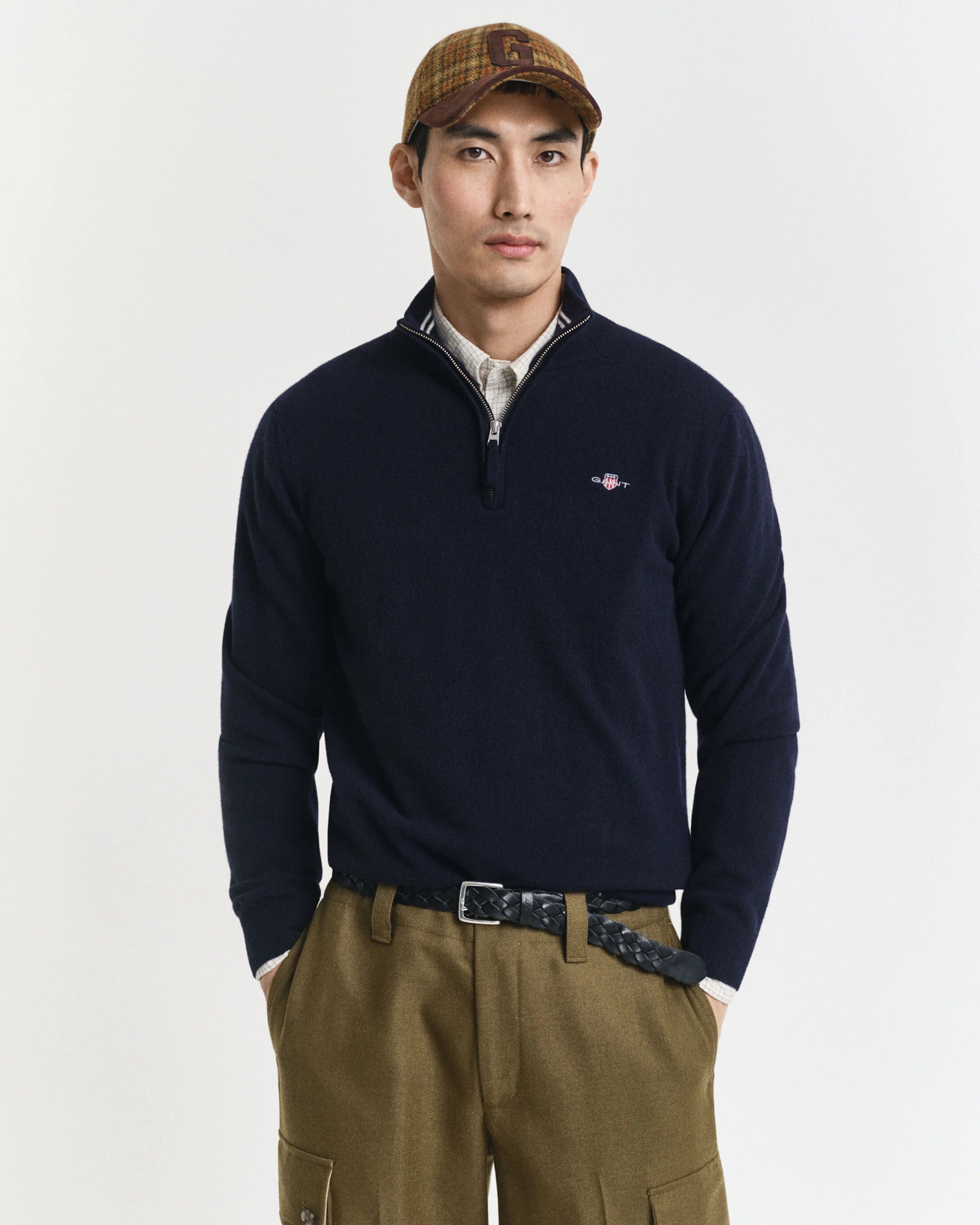 GANT Maglia in lana d’agnello finissima con zip corta